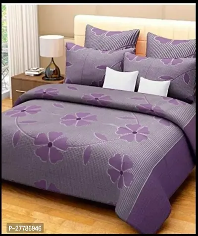 Comfortable Microfiber Printed Double Bedsheet with Two Pillow Covers-thumb0