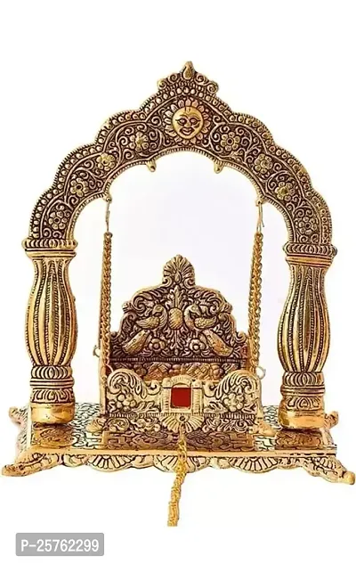 Krishna Jhula Laddu Gopal Jhula For Mandir Home And Office Metal Decorative Showpiece For Home Decoration-thumb0