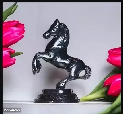 Black Finish Jumping Horse Metal Statue Decorative Feng Shui Showpiece