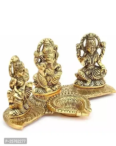 Laxmi Ganesha Sarswati Ji Murti For Pooja Metal Laxmi Ganesh And Sarswati Statue Idol-thumb0