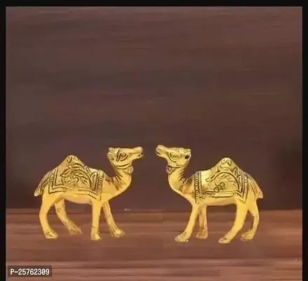 Golden Color Metal Rajasthani Camel Showpiece Pair Living Room