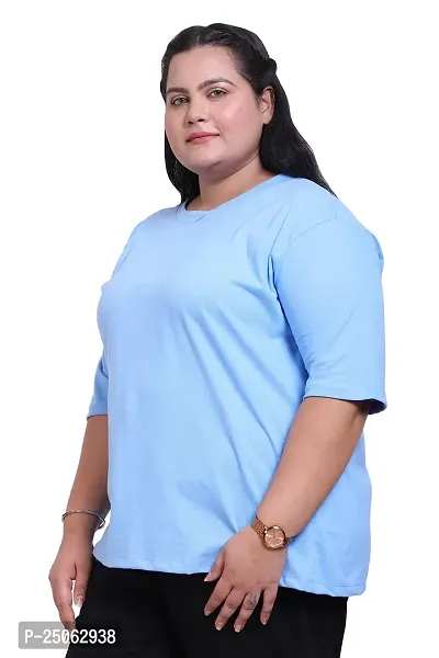 Canidae Women Cotton Round Neck Plus Size T-Shirt (Plus Sizes - SMALL to 8XL (SMALL, SKY BLUE)-thumb3