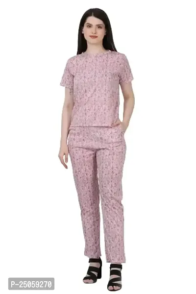 Canidae Women's Cotton Cord Set Night Suit Top and Pyjama Set for Girls/Womens (Small, Pink)-thumb0