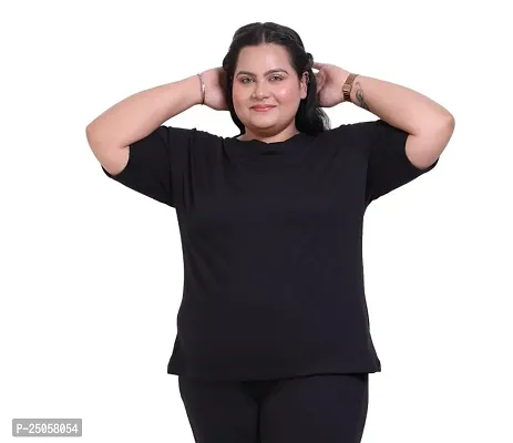 Canidae Women Plus Size Comfortable Cotton Round Neck Half Sleeve Casual T-Shirt, Sleep, Night, Yoga, Daily Gym n Lounge Wear Short Tee/Tops for Ladies, Small to 8XL (Large, Black)-thumb3