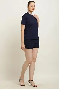 CANIDAE Women's Solid Regular Fit T-Shirt and Shorts Set | Nightwear | Small-10XL | (Small, Navy Blue)-thumb1