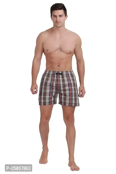 Men?s Checked Boxers ,Comfortable Printed Boxers, Elastic Waist ,100% Cotton,Best Comfort Fit , Durable,Everyday Wear-thumb0