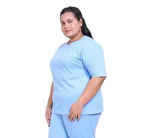 Canidae Women Plus Size Comfortable Cotton Round Neck Half Sleeve Casual T-Shirt, Sleep, Night, Yoga, Daily Gym n Lounge Wear Short Tee/Tops for Ladies, SMALL to 8XL (SMALL, LIGHT BLUE)-thumb2