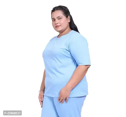 Canidae Women Plus Size Comfortable Cotton Round Neck Half Sleeve Casual T-Shirt, Sleep, Night, Yoga, Daily Gym n Lounge Wear Short Tee/Tops for Ladies, SMALL to 8XL (SMALL, LIGHT BLUE)-thumb3