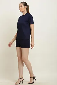 CANIDAE Women's Solid Regular Fit T-Shirt and Shorts Set | Nightwear | Small-10XL | (Small, Navy Blue)-thumb2