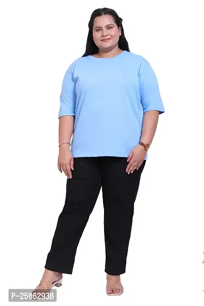 Canidae Women Cotton Round Neck Plus Size T-Shirt (Plus Sizes - SMALL to 8XL (SMALL, SKY BLUE)