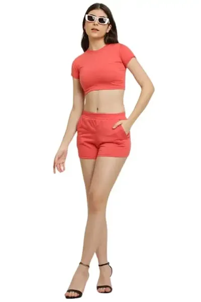 Contemporary Red Cotton Solid Co-Ords Sets For Women