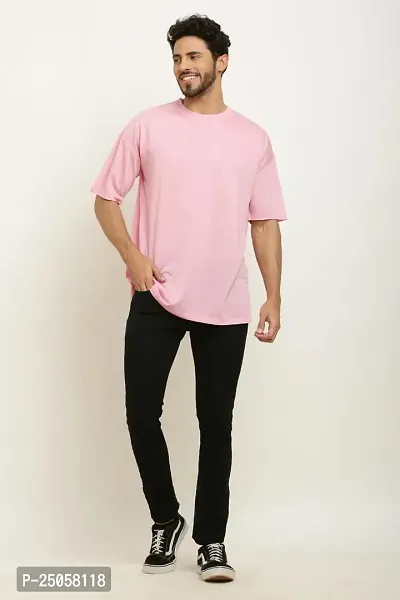 CANIDAE Cool Oversized T-Shirts for Men || Trendy T-Shirts || Amazing Colours (Medium, Baby Pink)-thumb5