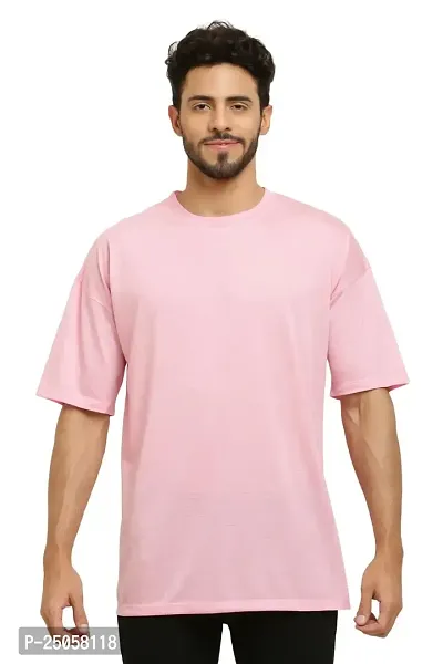 CANIDAE Cool Oversized T-Shirts for Men || Trendy T-Shirts || Amazing Colours (Medium, Baby Pink)-thumb0