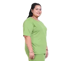 Canidae Women Plus Size Comfortable Cotton Round Neck Half Sleeve Casual T-Shirt, Sleep, Night, Yoga, Daily Gym n Lounge Wear Short Tee/Tops for Ladies, SMALL to 8XL (SMALL, LIGHT GREEN)-thumb1