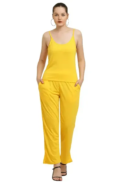 Contemporary Yellow Cotton Solid Co-Ords Sets For Women