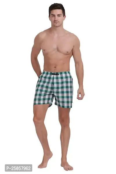 Men?s Checked Boxers ,Comfortable Printed Boxers, Elastic Waist ,100% Cotton,Best Comfort Fit , Durable,Everyday Wear-thumb0