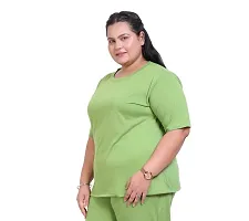 Canidae Women Plus Size Comfortable Cotton Round Neck Half Sleeve Casual T-Shirt, Sleep, Night, Yoga, Daily Gym n Lounge Wear Short Tee/Tops for Ladies, SMALL to 8XL (SMALL, LIGHT GREEN)-thumb2
