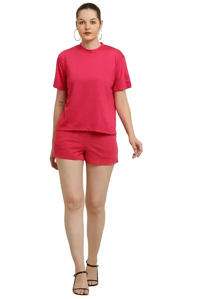 Contemporary Red Cotton Solid Co-Ords Sets For Women