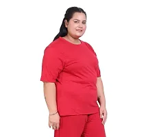 Canidae Women Plus Size Comfortable Cotton Round Neck Half Sleeve Casual T-Shirt, Sleep, Night, Yoga, Daily Gym n Lounge Wear Short Tee/Tops for Ladies, SMALL to 8XL (SMALL, MAROON)-thumb2