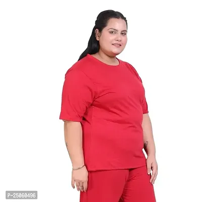 Canidae Women Plus Size Comfortable Cotton Round Neck Half Sleeve Casual T-Shirt, Sleep, Night, Yoga, Daily Gym n Lounge Wear Short Tee/Tops for Ladies, SMALL to 8XL (SMALL, MAROON)-thumb3