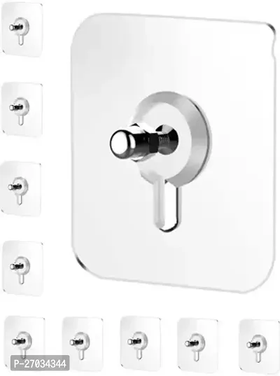 Strong Adhesive Hook Wall Door Sticky Hanger Holder for Kitchen Bathroom Hook Pack Of 10-thumb0