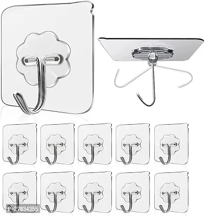 Strong Adhesive Hook Wall Door Sticky Hanger Holder for Kitchen Bathroom Hook Pack Of 12-thumb0