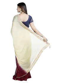 MJN EXPORT Half And Half Design Pure Chinon Silk Fabric Baby Cream And Coffee Saree With Blouse Size 6.40M-thumb3