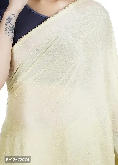 MJN EXPORT Half And Half Design Pure Chinon Silk Fabric Baby Cream And Coffee Saree With Blouse Size 6.40M-thumb5