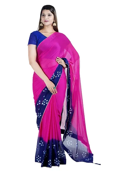 Elegant Lycra Blend Embellished Women Saree with Blouse piece