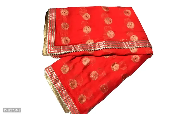 Women's Chanderi Nazneen Saree with Blouse (MJN 504_Red)-thumb0