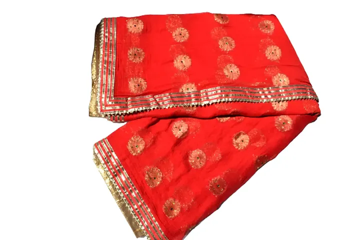 Women's Chanderi Nazneen Saree with Blouse (MJN 504_Red)