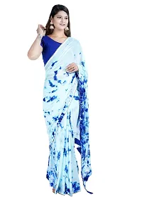 Womens Aqua Blue Color Bati Design Pure Chinon Fabric Lace Border Saree With Running Blouse Size 6.40M-thumb2
