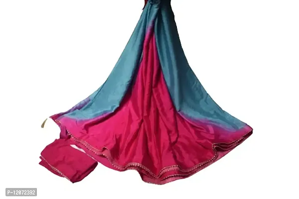 Self Design V Pattern Dyed Fashionable Saree For Women With Unstiched Blouse (Sky)