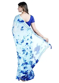 Womens Aqua Blue Color Bati Design Pure Chinon Fabric Lace Border Saree With Running Blouse Size 6.40M-thumb3