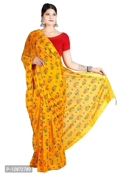 Beautiful Yellow Color Hand Block Printed Saree Size 6.50 M With Blouse Piese-thumb3