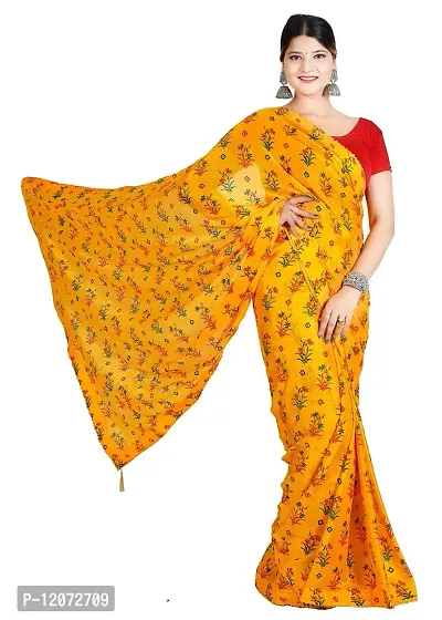 Beautiful Yellow Color Hand Block Printed Saree Size 6.50 M With Blouse Piese-thumb4