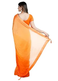 MJN EXPORT Half And Half Design Pure Chinon Silk Fabric Tongerine And Tiger Orange Color Saree With Blouse Size 6.40M-thumb3