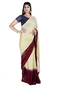 MJN EXPORT Half And Half Design Pure Chinon Silk Fabric Baby Cream And Coffee Saree With Blouse Size 6.40M-thumb2