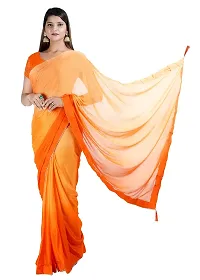 MJN EXPORT Half And Half Design Pure Chinon Silk Fabric Tongerine And Tiger Orange Color Saree With Blouse Size 6.40M-thumb1