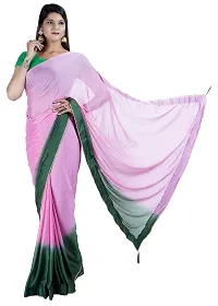 MJN EXPORT Half And Half Design Pure Chinon Silk Fabric Pink And Green Saree With Blouse Size 6.40M-thumb1