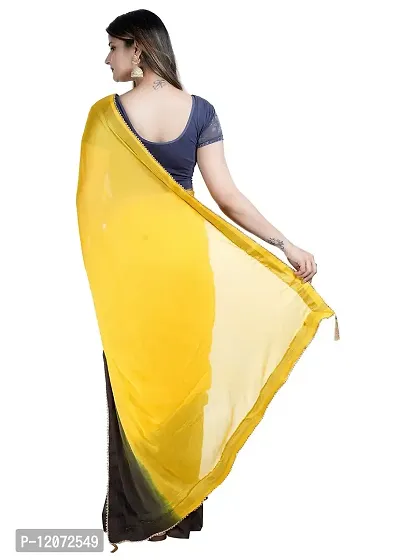 MJN EXPORT Half And Half Design Pure Chinon Silk Fabric Baby Yellow And Black Saree With Blouse Size 6.40M-thumb4