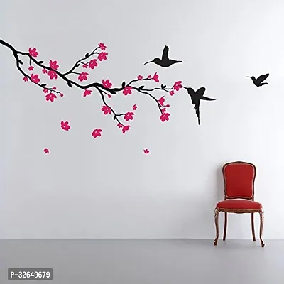 Humming Birds And Blossoms Wall Sticker (Pvc Vinyl, 50 Cm X 70 Cm)-thumb0