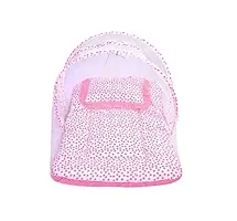 Moms Angel Fashionable Baby Mattress with Mosquito Net  Sleeping Bag Combo 0-6 Months (0-6 Months, Pink)-thumb1