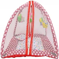Moms Angel Fashionable Baby Folding Mattress with Mosquito/Insect Protection Net (Suitable for Infants) (Red)-thumb1