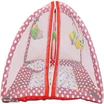 Moms Angel Fashionable Baby Folding Mattress with Mosquito/Insect Protection Net (Suitable for Infants) (Red)-thumb2