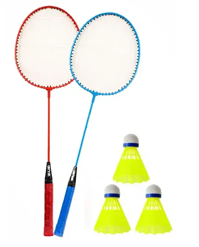 Parashoot 2 Pc Single Shaft racket With 3 Shuttle Cock / Badminton Kit