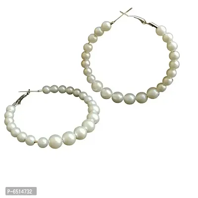 White Pearl Hoop Fashion Earrings-thumb0