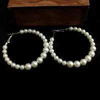 White Pearl Hoop Fashion Earrings-thumb1