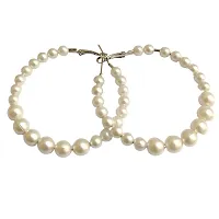 White Pearl Hoop Fashion Earrings-thumb3