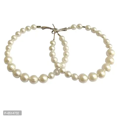 White Pearl Hoop Fashion Earrings-thumb4